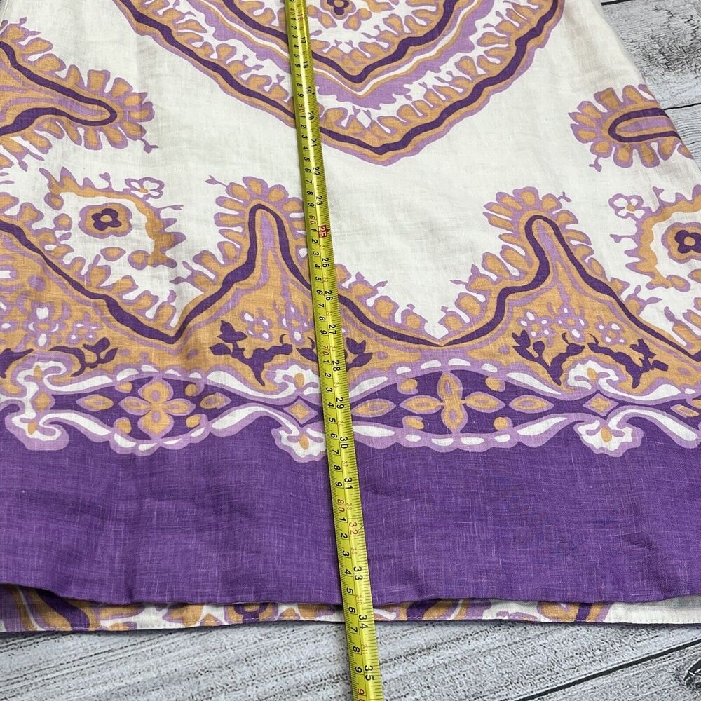 J.Crew Bazaar 100% Linen Boho Tunic Mini Dress V-Neck Size 2‎ Geometric Print - Picture 6 of 6